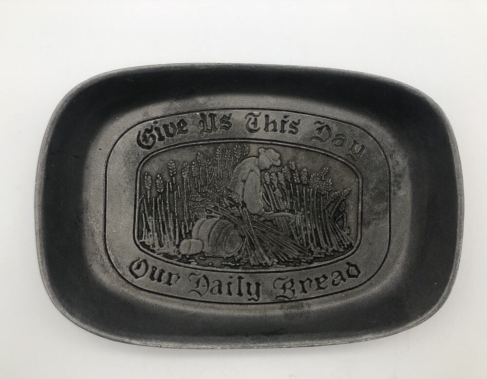 Vintage RWP Wilton Pewter Give Us This Day Our Daily Bread Plate 9 1/4”x6 1/2”